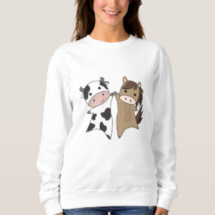 Cow Horse Farm Sweet Animals Bauer Farmer Sweatshirt
