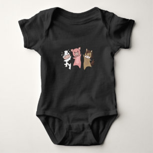 Cow Horse Pig Farm Cute Animals For Kids Baby Bodysuit