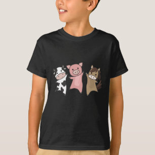 Cow Horse Pig Farm Cute Animals For Kids T-Shirt