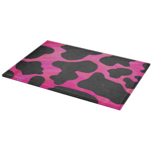Cow Hot Pink and Black Print Cutting Board