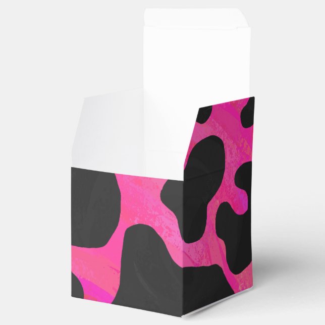 Cow Hot Pink and Black Print Favor Box (Opened)