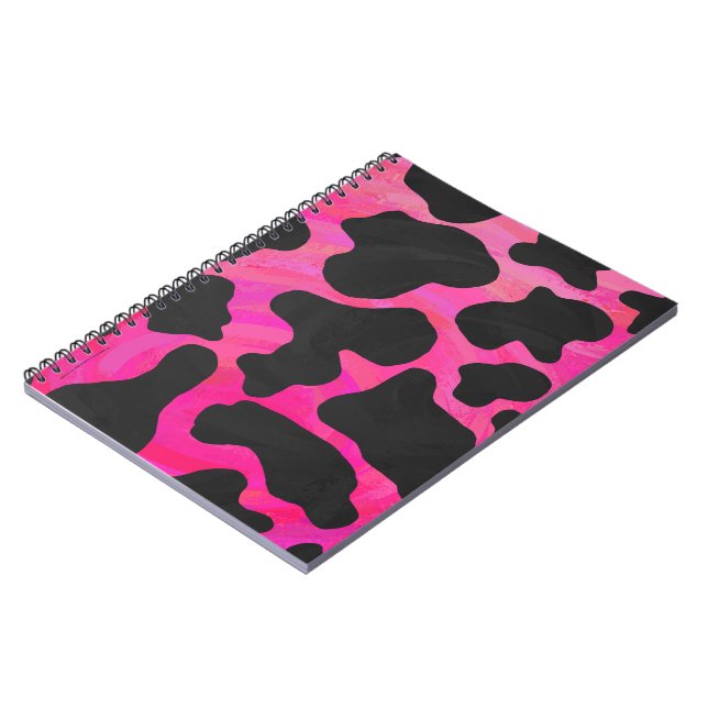 Cow Hot Pink and Black Print Notebook (Left Side)