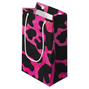 Cow Hot Pink and Black Print Small Gift Bag