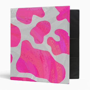 Cow Hot Pink and White Print Binder