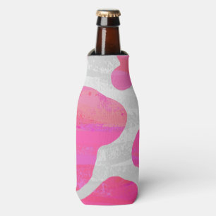 Cow Hot Pink and White Print Bottle Cooler