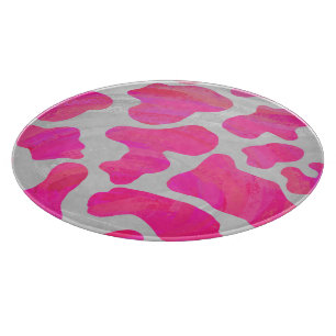 Cow Hot Pink and White Print Cutting Board