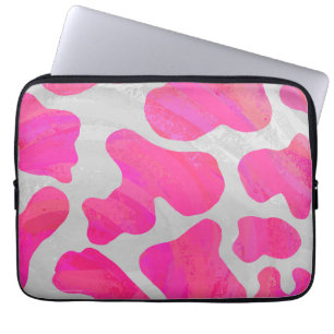 Cow Hot Pink and White Print Laptop Sleeve