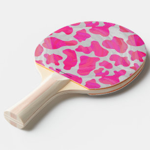 Cow Hot Pink and White Print Ping Pong Paddle