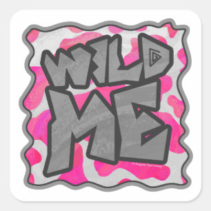 Cow Hot Pink and White Print Square Sticker