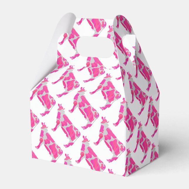 Cow Hot Pink and White Silhouette Favor Box (Front Side)