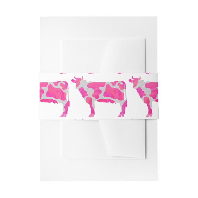 Cow Hot Pink and White Silhouette Invitation Belly Band (Front Example)