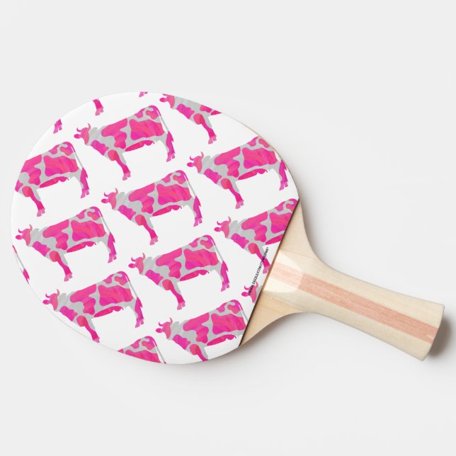 Cow Hot Pink and White Silhouette Ping Pong Paddle (Side)
