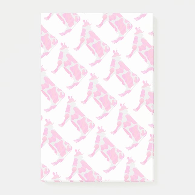 Cow Hot Pink and White Silhouette Post-it Notes (Front)