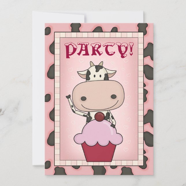 Cow - Ice Cream & Ice Skating Party Invitation (Front)