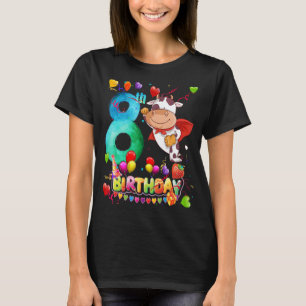 Cow I'm 8 Years Old Girls Birthday Cow Party T-Shirt
