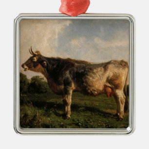 Cow in a Field (Farm Animal) (by Filippo Palizzi) Metal Ornament
