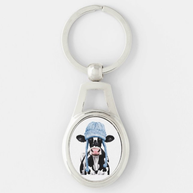 Cow in a hat. keychain (Front)