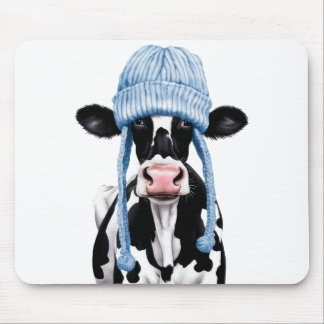 Cow in a hat. mouse pad
