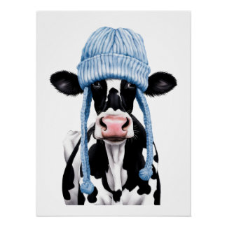 Cow in a hat. poster