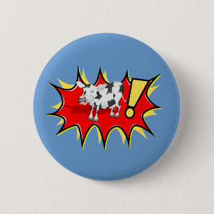 Cow in a KAPOW starburst 2 Inch Round Button