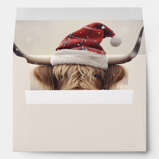 Cow in a Santa Hat Christmas  Envelope (Back (Bottom))