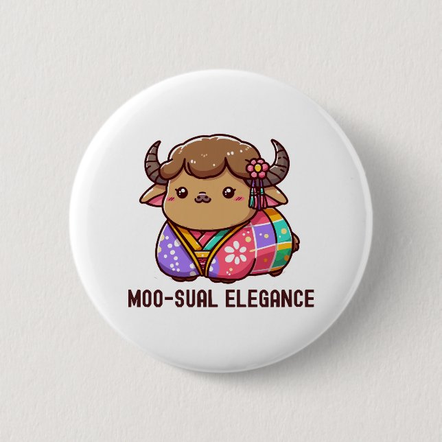 Cow in Elegance in Highland 2 Inch Round Button (Front)