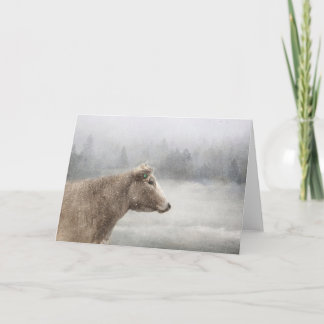 Cow in Falling Snow Card