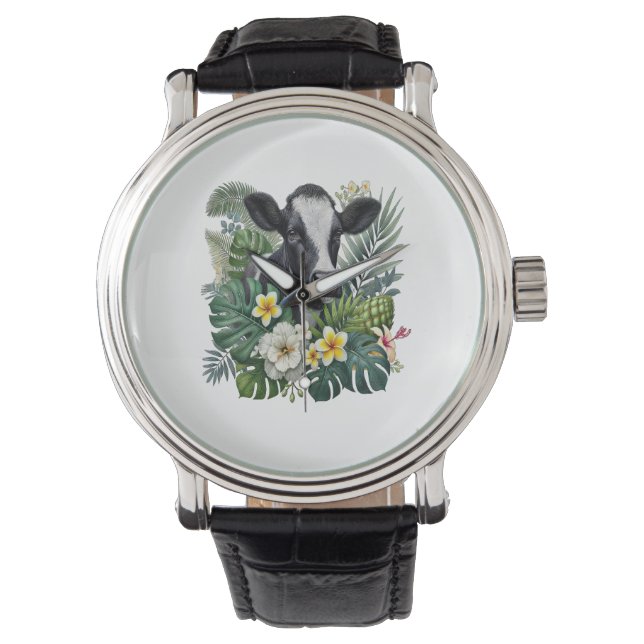 Cow in Floral Jungle , Tropical Cow Watch (Front)