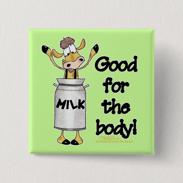 Cow in Milk Can 2 Inch Square Button (Front)