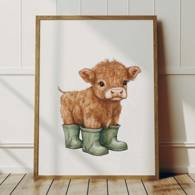 Cow in Sage Green Boots Poster Kids Room Decor (Creator Uploaded)