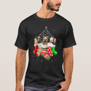 Cow In Socks Christmas Pajama Snow Lights Funny Co T-Shirt