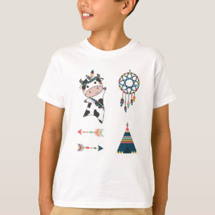 Cow Indian Feather Headdress Tipi Arrows Sticker T-Shirt