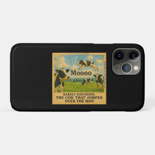 Cow Jumped Over the Moo – Whimsical Farm Pun Cart iPhone 11 Pro Case