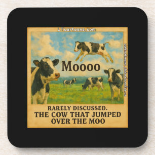 Cow Jumped Over the Moo – Whimsical Farm Pun Cart Coaster