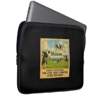 Cow Jumped Over the Moo – Whimsical Farm Pun Cart Laptop Sleeve