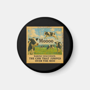 Cow Jumped Over the Moo – Whimsical Farm Pun Cart Magnet