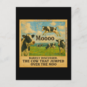 Cow Jumped Over the Moo – Whimsical Farm Pun Cart Postcard