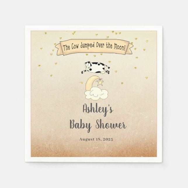 Cow Jumped Over The Moon Baby Shower     Napkin (Front)