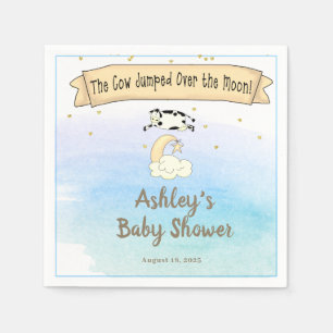 Cow Jumped Over The Moon Blue Baby Shower Napkin