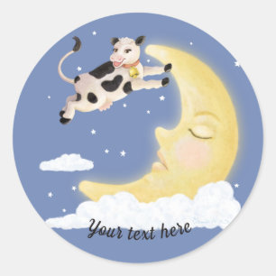 Cow jumped over the Moon Classic Round Sticker