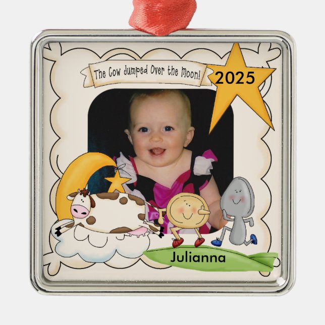 Cow Jumped Over the Moon Keepsake Ornament (Front)