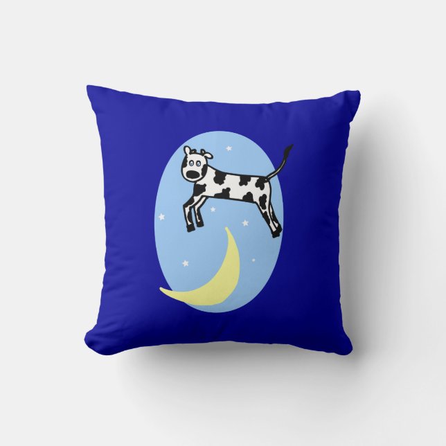 Cow Jumped Over the Moon Nursery Pillow for Boy (Front)