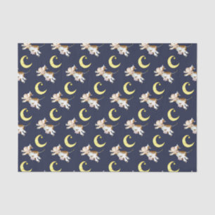 Cow jumping moon watercolor painting art tissue paper