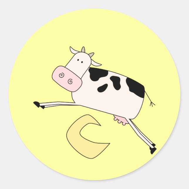 Cow Jumps Over Moon Tshirts and Gifts Classic Round Sticker (Front)