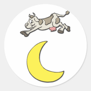 Cow Jumps Over the Moon Classic Round Sticker
