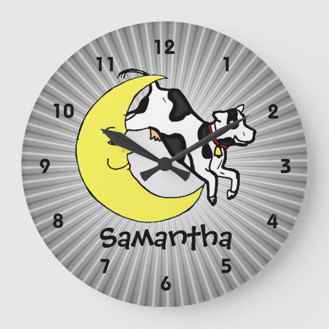 Cow Jumps Over the Moon Personalized Kids Clock (Front)