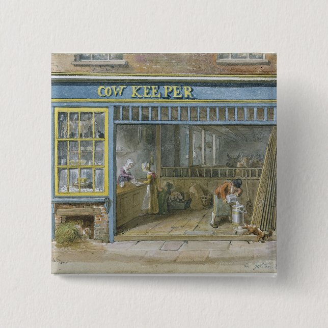 Cow Keeper, 1825 2 Inch Square Button (Front)