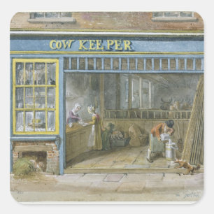 Cow Keeper, 1825 Square Sticker