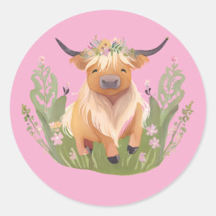 cow kisses and country wishes classic round sticker