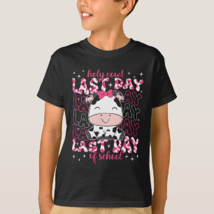 Cow Last Day Of School Teacher Boys Girls Kids Stu T-Shirt